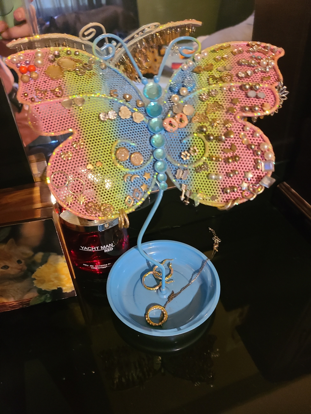 Vintage Pastel Butterfly Jewelry Holder Jewelry Not Included.